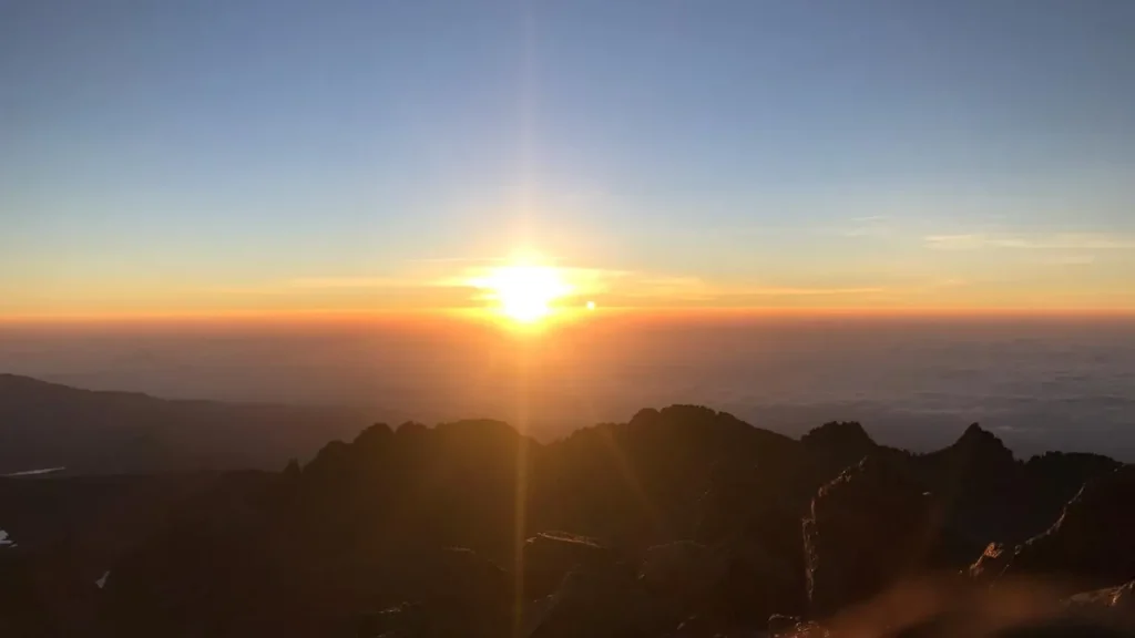 Sunrise over mountain peaks