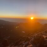 Sunrise view from mountain summit landscape