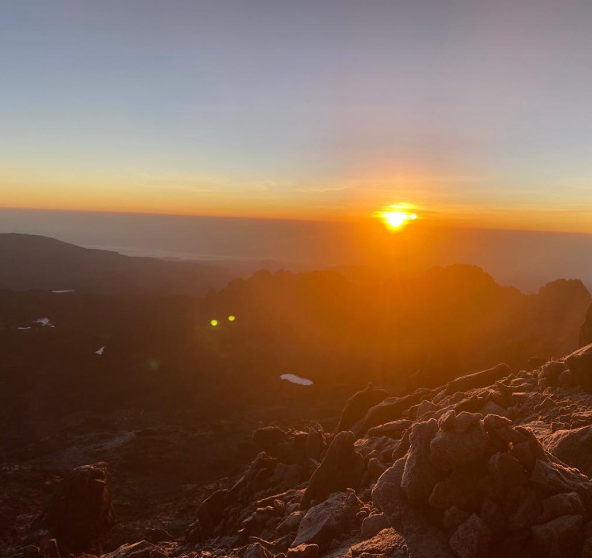 Sunrise view from mountain summit landscape